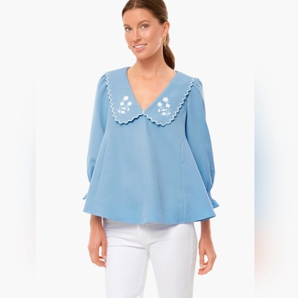 Tuckernuck Tops - Tuckernuck Embroidered Easton Blouse Size Medium Cornflower Blue Size XXL